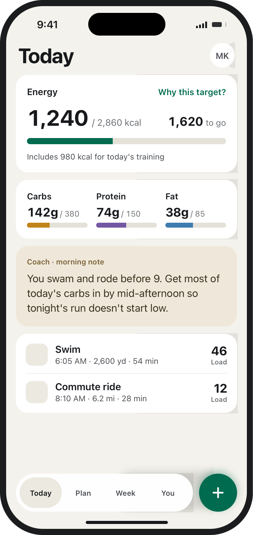 WorkBeasts Today screen — a design preview of the app in development